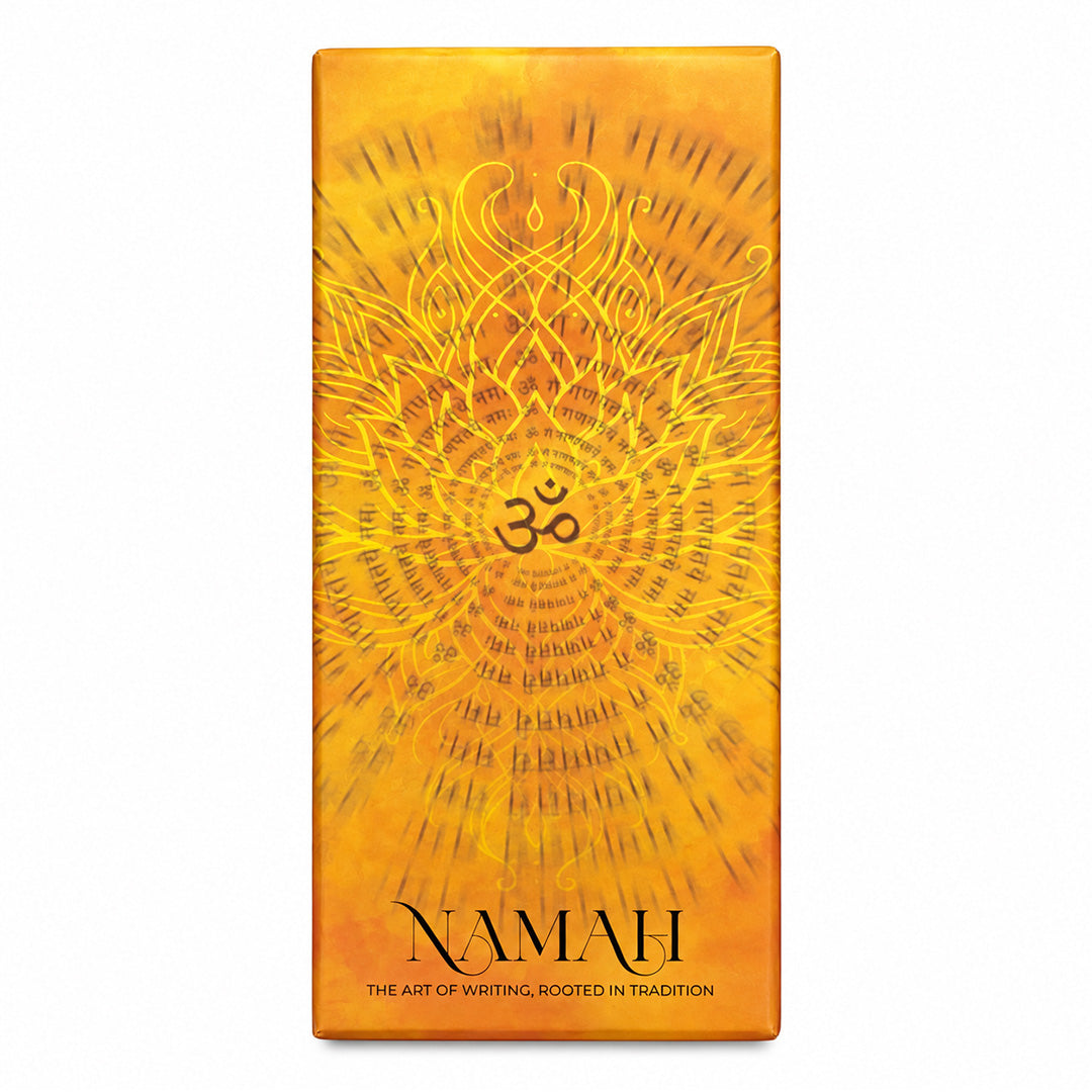 NAMAH: Lord Ganesha Feather Fountain Pen With Gold Plated Pen Stand & 2 Ink Gift Set