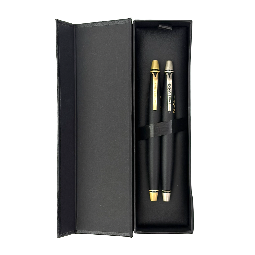 SWISSBRAND Vivid Matte black Ballpoint Pen with trim - Pack of 2