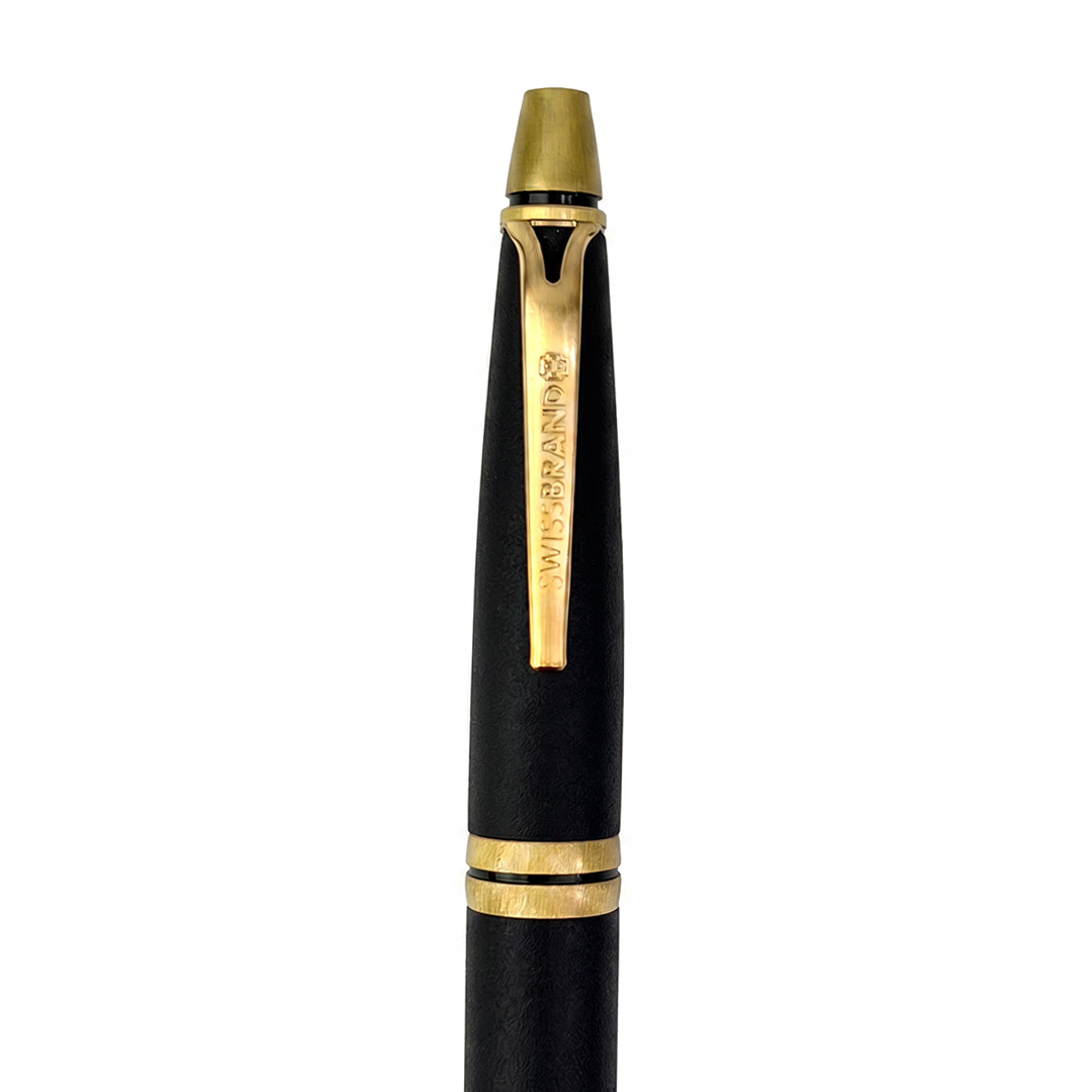 SWISSBRAND Vivid Matte black Ballpoint Pen with trim - Pack of 2