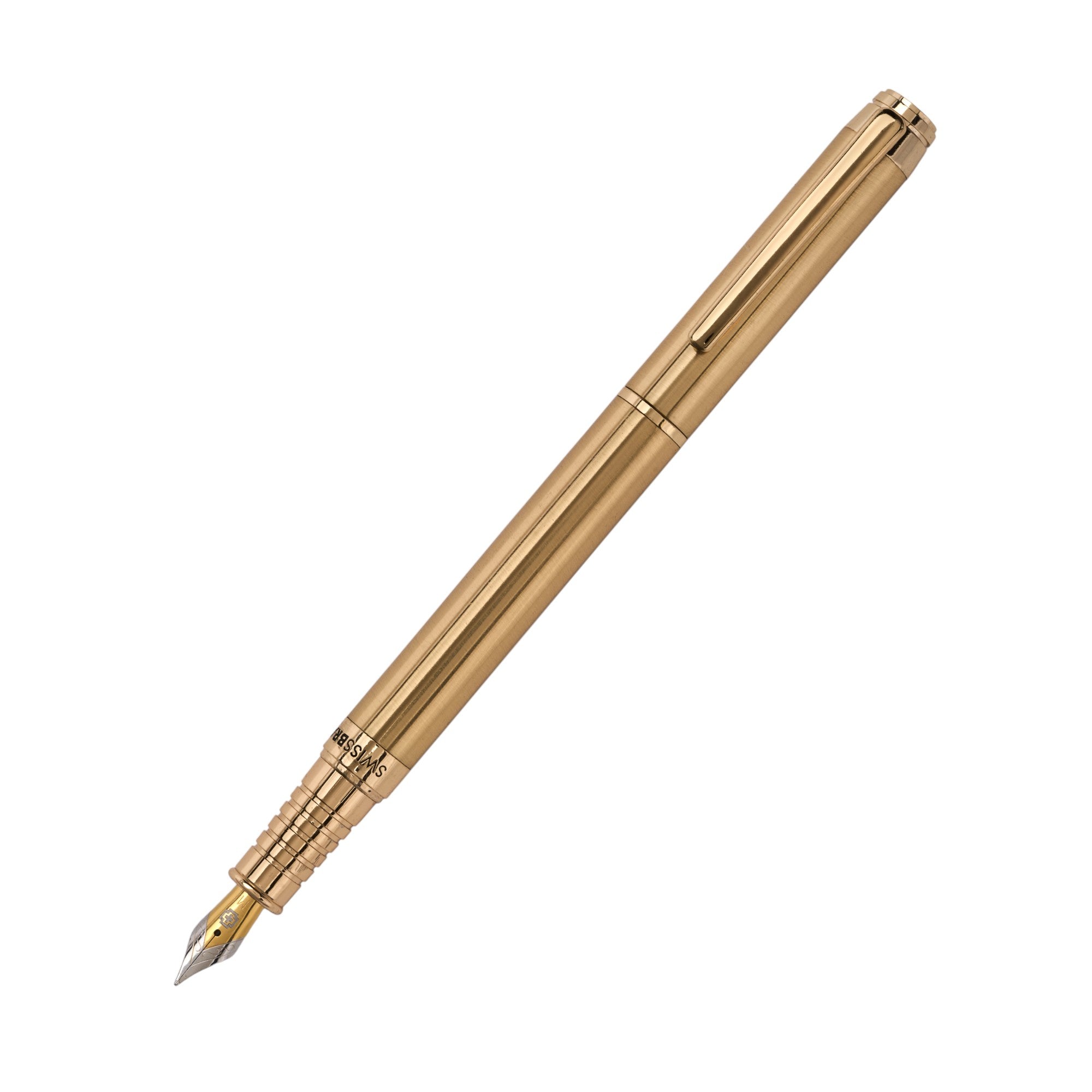 SWISSBRAND Legacy 2504 High - gloss gold lacquer barrel Fountain Pen with gold trim