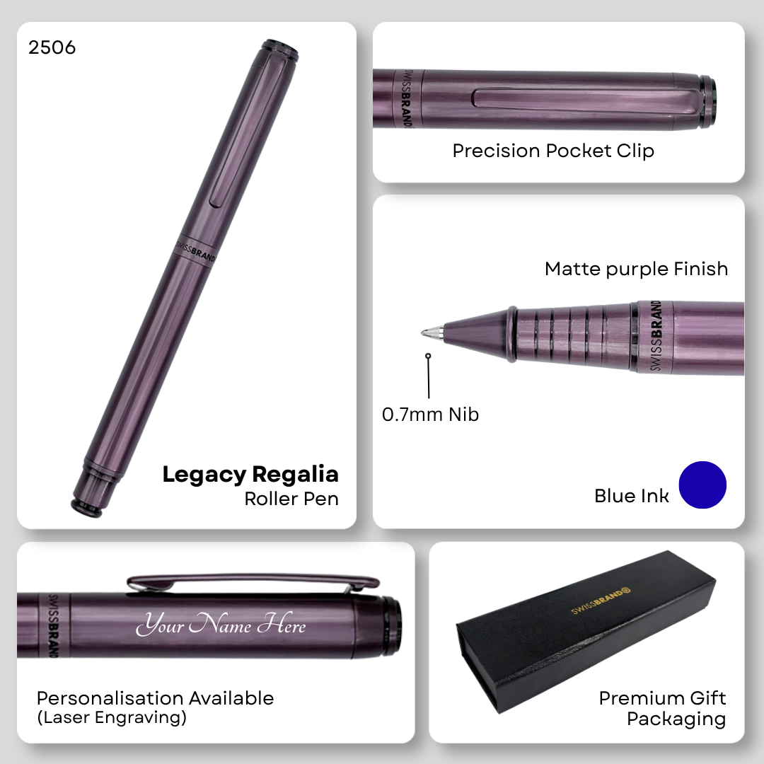 Legacy Regalia Matte Purple Metal Rollerball Pen
