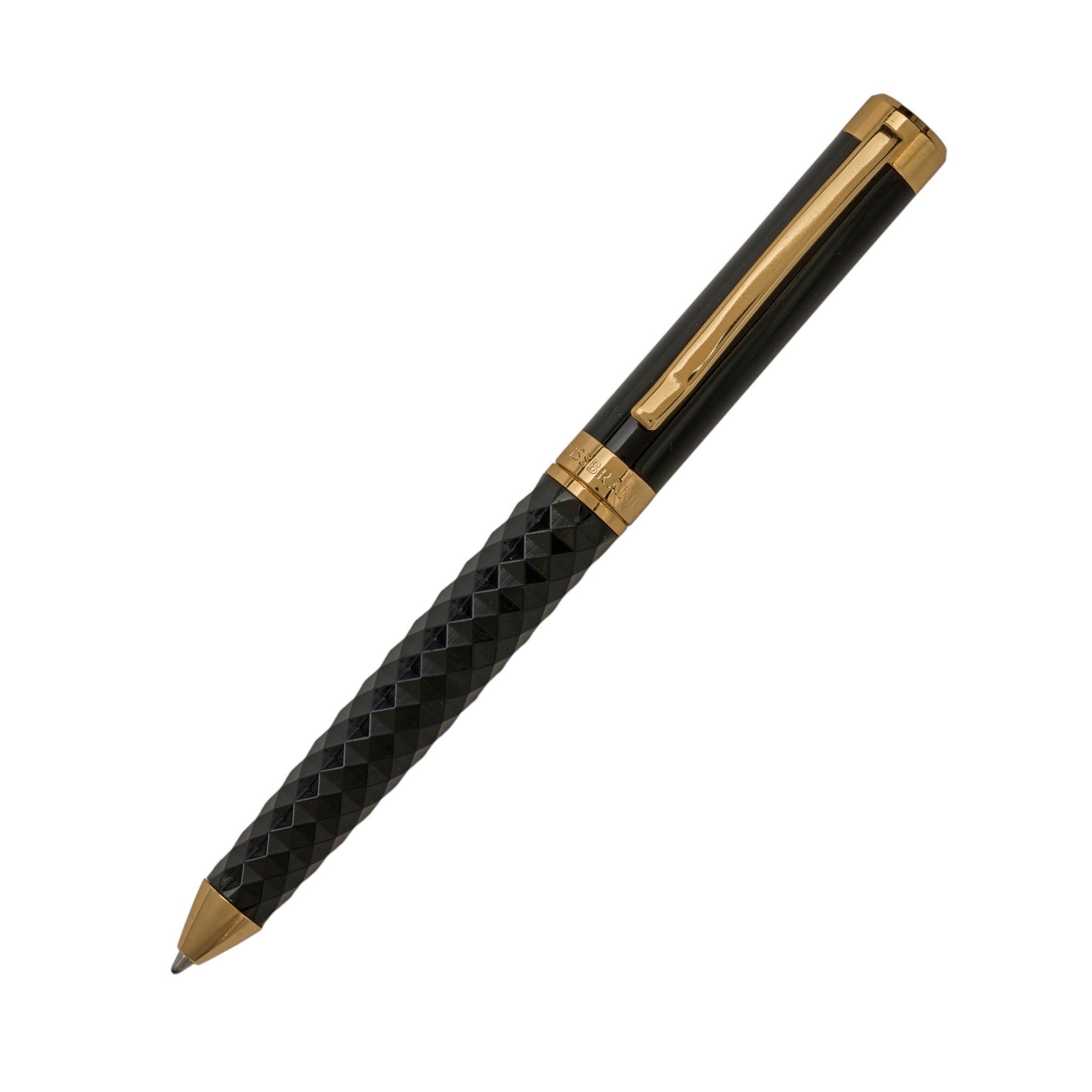 SWISSBRAND Luxe 2513 Black gloss finish Premium composite diamond-shape Ballpoint Pen with gold trim