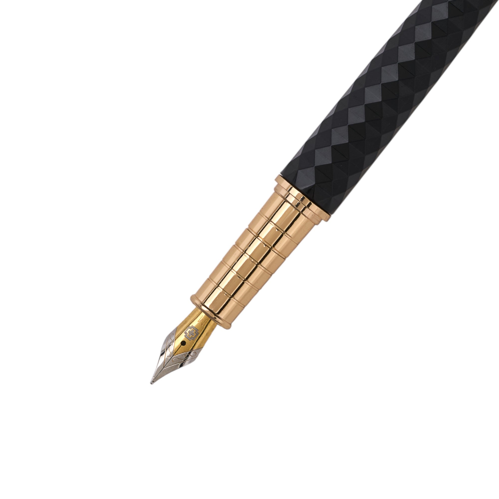 SWISSBRAND Luxe 2513 Black gloss finish Premium composite diamond-shape Fountain Pen with gold trim