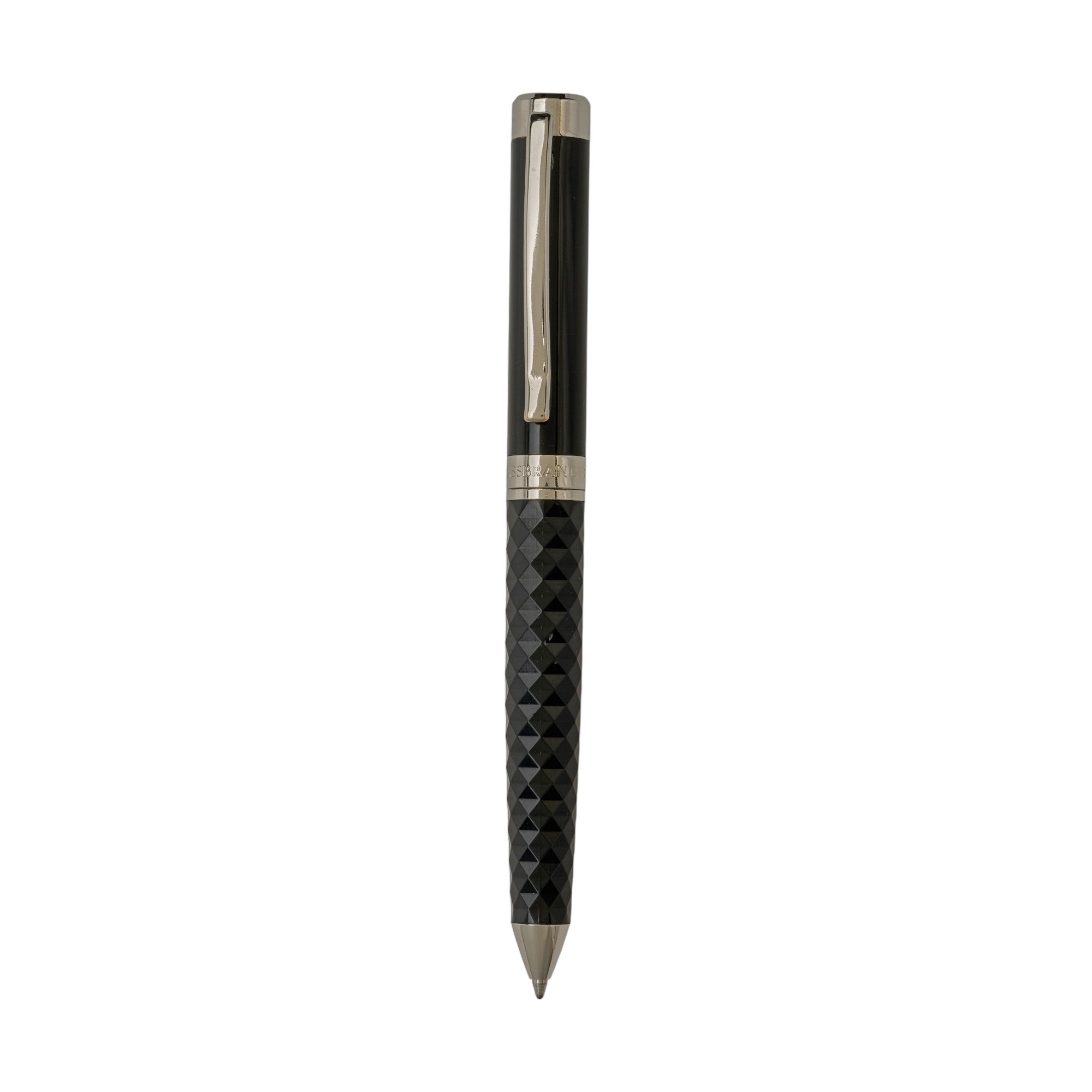 SWISSBRAND Luxe 2514 Black gloss finish Premium composite diamond-shape Ballpoint Pen with chrome trim