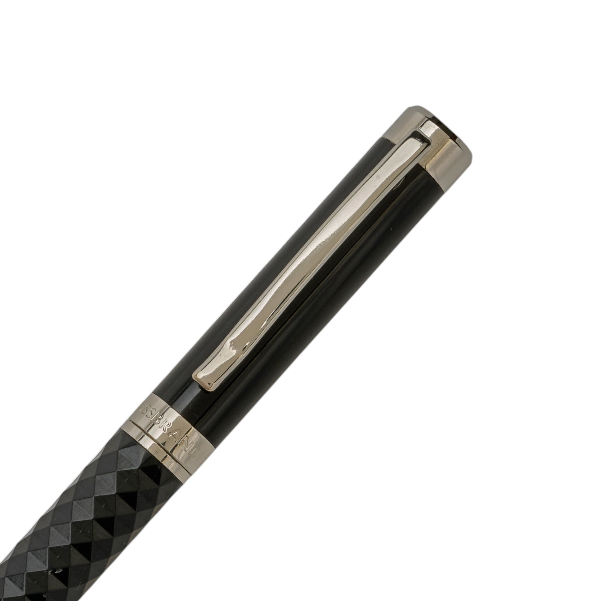 SWISSBRAND Luxe 2514 Black gloss finish Premium composite diamond-shape Ballpoint Pen with chrome trim
