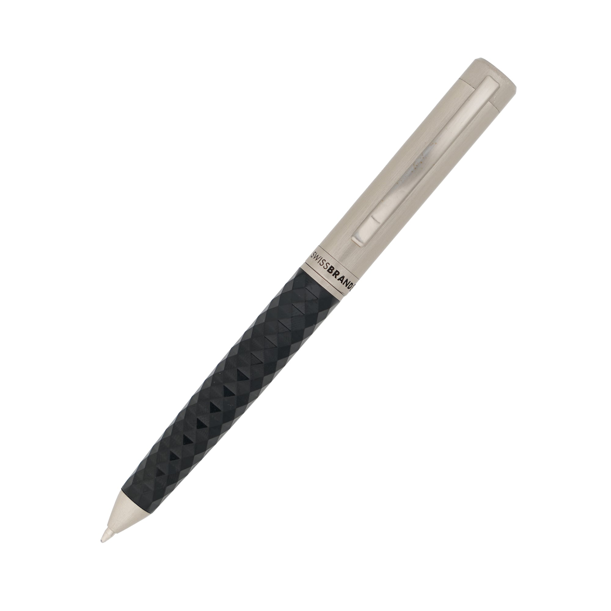 SWISSBRAND Luxe 2604 Black Premium composite diamond-shape Ballpoint Pen with chrome trim