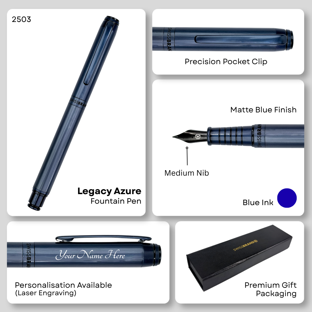 Legacy Azure Matte Blue Metal Fountain Pen