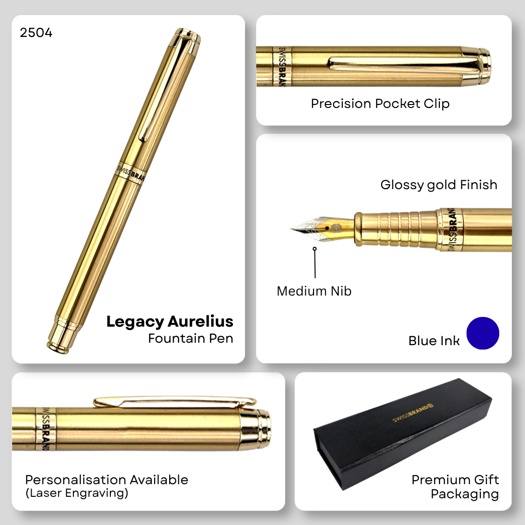 Legacy Aurelius Glossy Gold Metal Fountain Pen