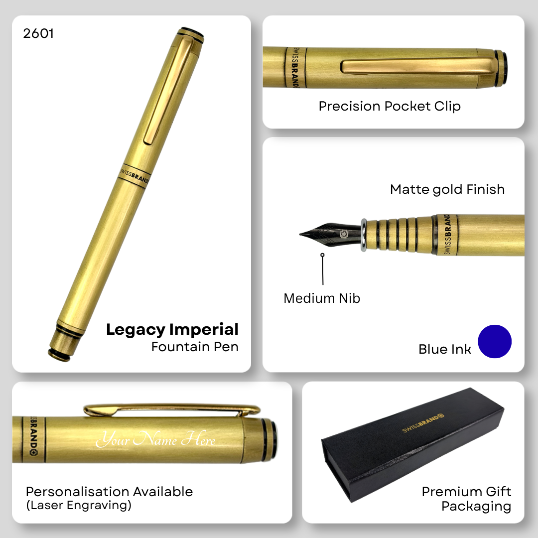 Legacy Imperial Matte Gold Metal Fountain Pen