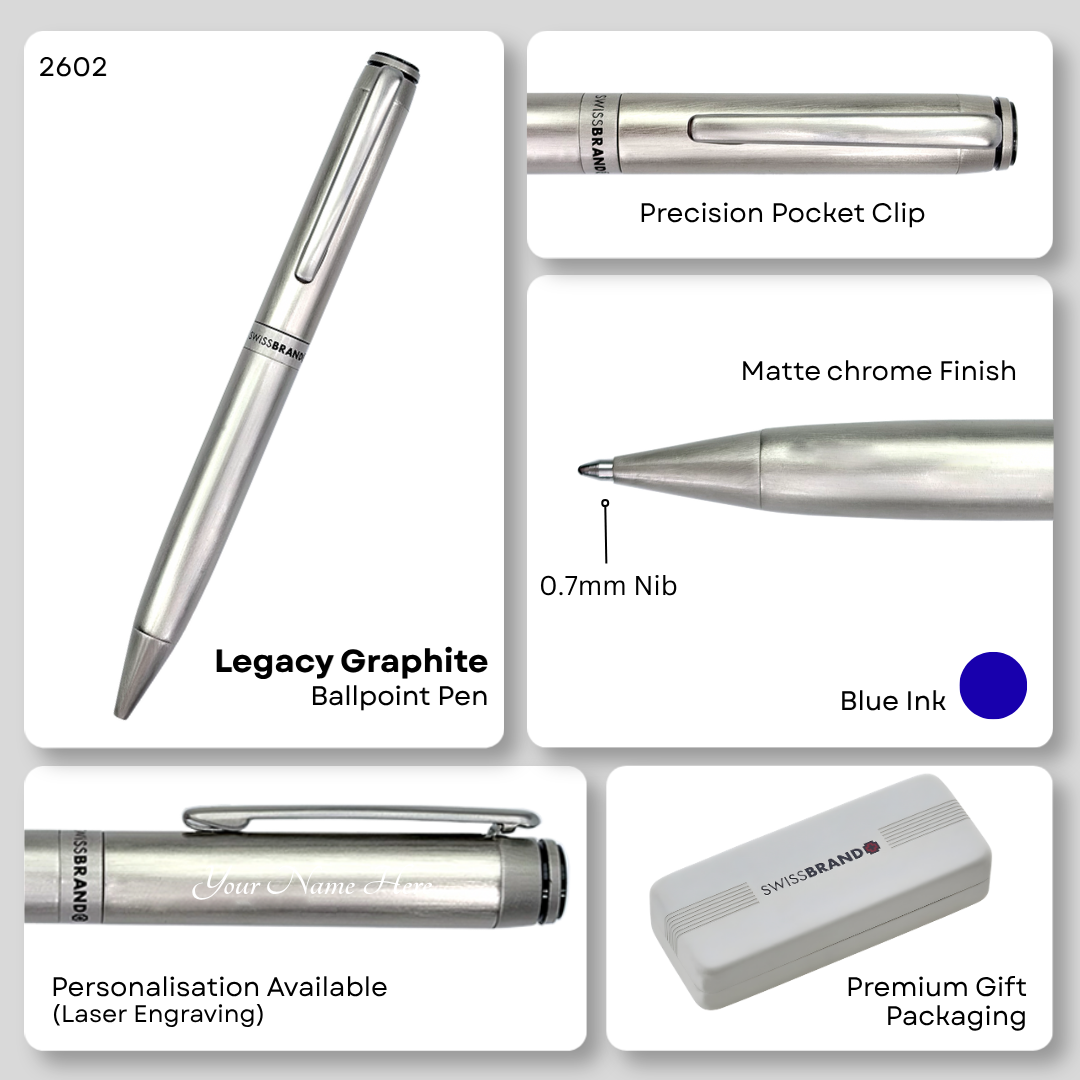 Legacy Graphite Matte Chrome Metal BallPoint Pen