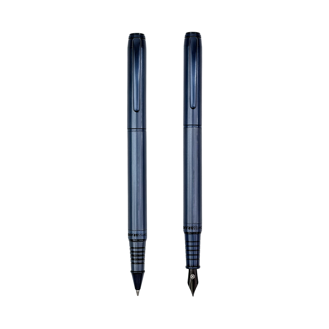 Legacy Azure Matte Blue Metal Rollerball & Fountain Pen Set