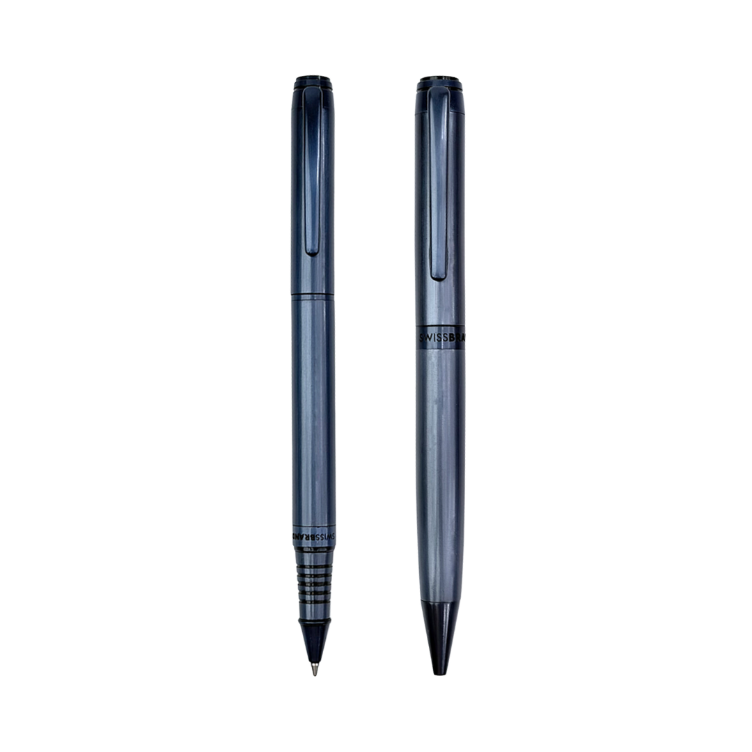 Legacy Azure Matte Blue Metal Rollerball & Ballpoint Pen Set