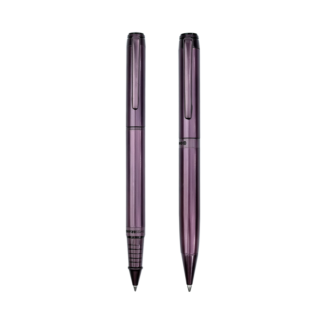 Legacy Regalia Matte Purple Metal Rollerball & Ballpoint Pen Set