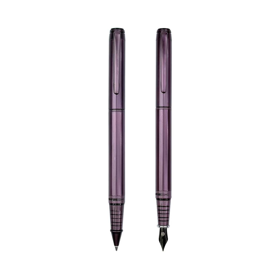 Legacy Regalia Matte Purple Metal Rollerball & Fountain Pen Set