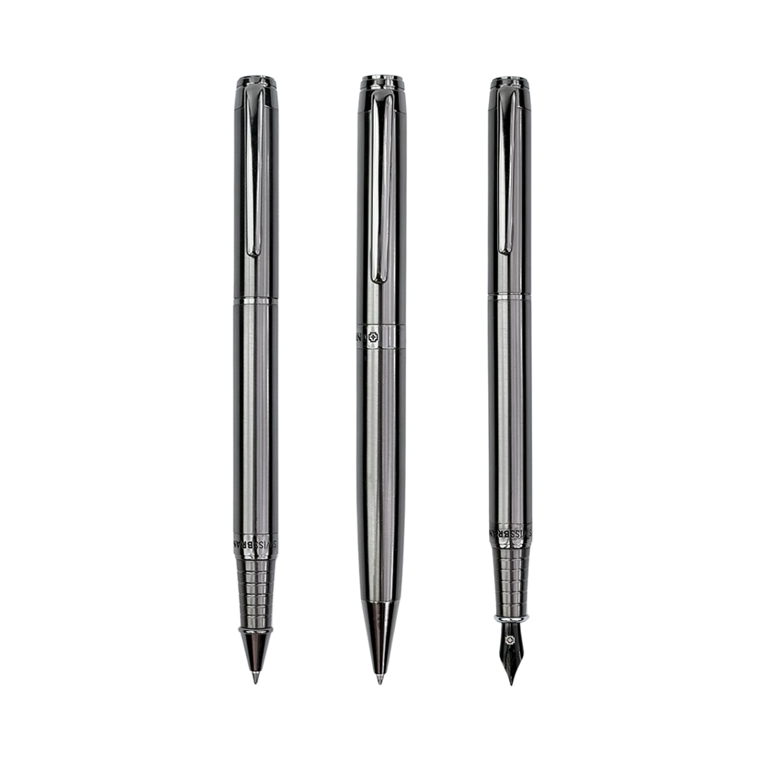 Legacy Titan Gunmetal Finish Metal Rollerball, Ballpoint & Fountain Pen Set
