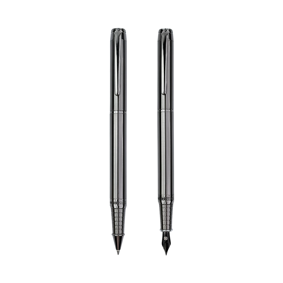 Legacy Titan Gunmetal Finish Metal Rollerball & Fountain Pen Set