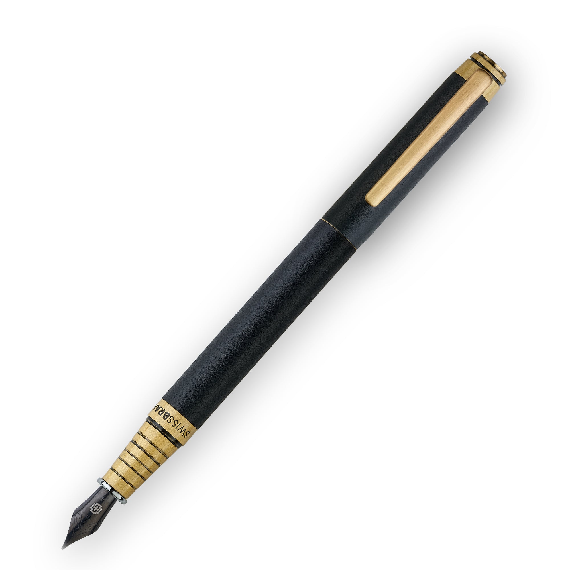 SWISSBRAND Legacy 2501 Matte black Fountain Pen with gold trim