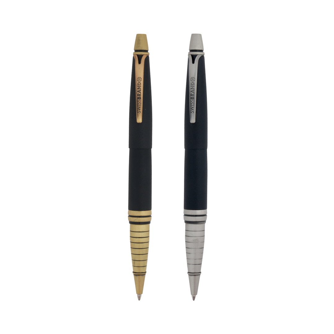 SWISSBRAND Vivid Matte black Ballpoint Pen with trim - Pack of 2